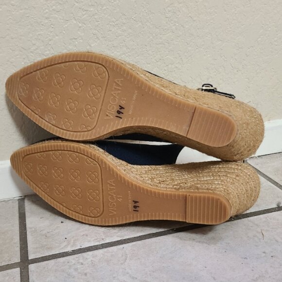 NEW NWOT! VISCATA BARCELONA WEDGE ESPADRILLE SHOES SLINGBACK CANVAS sz 41 - Picture 7 of 8